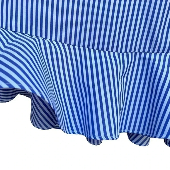 Tea & Cup Blue White Stripe Ruffle Mini Dress - Picture 7 of 7